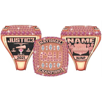 Bague de championnat sportif personnalisable Bague de mode en alliage de zinc Nom personnalisé Logo Princess Cut Celebrate School Class