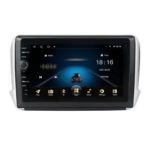 1280*800 48EQ汽车收音机屏幕播放器，带框架主机，适用于标致2008 208系列2013-2018安卓10.0全球定位系统导航汽车-播放