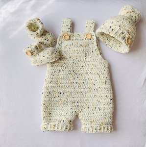 2022 bonnet en coton biologique pour bébé au <span class=keywords><strong>crochet</strong></span> à la main, chaussons, ensemble global - Product Image 4