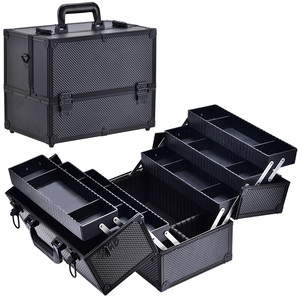 Extra Large <b>Makeup</b> <b>Case</b> Professional Cosmetic Train <b>Case</b> with 6 Trays Shoulder Strap Nail Polish Organizer for Artist Nail Tech - Product Image 1