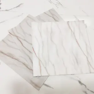 Jinyi Discontinued Peel And Stick With Glue Down Back Marble Pattern Kitchen Bathroom Waterproof White Vinyl Tile Floor