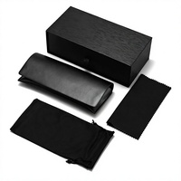 Boîte d'emballage pour lunettes de vue en papier rigide noir rectangulaire rétro personnalisée OEM, style portefeuille long, étui à lunettes de soleil avec couvercle rabattable, coffret cadeau