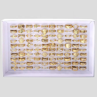 Bagues ajustables mixtes en gros, en acier inoxydable plaqué or 18 carats, bijoux de fiançailles et de mariage élégants pour femmes