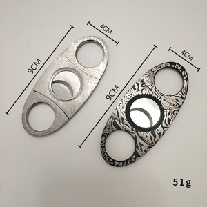 Double <b>Edged</b> Stainless Steel Cigar <b>Cutter</b> 9cm X 4cm Damask Pattern Retro Style For Smoking Accessories - Product Image 1