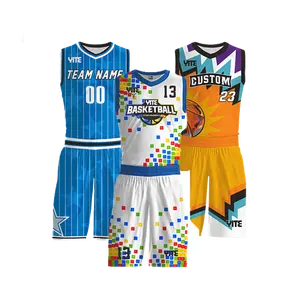Custom Kids Basketball Uniform Set Reversible Basketball Uniform Full Team Basketball Uniform