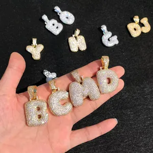 En gros Haute Qualité or corde chaîne Hiphop Alphabet Pavé Charmes Diamant Cristal Strass Lettre Pendentif