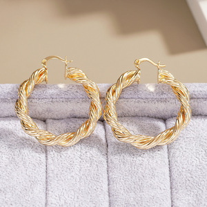 Orecchini a Cerchio a Spirale Intrecciata, Gioielli Eleganti e di Tendenza per Donna, Stile Moderno per Uso Quotidiano - Product Image 5