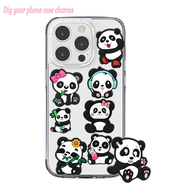 Wholesale Customized Charms Soft Pvc Diy Cute Cartoon Panda Junk Phone Cases Charms