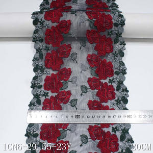 Lebar 20 Cm Bunga Mawar Poliester 3 D Kain Potong Renda Bordir Lembut 2 Warna untuk Pakaian Dalam Pakaian Formal - Product Image 3