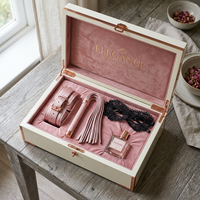 Boîte cadeau en bois blanc crème de luxe, étui de rangement pour jouet pour adultes, finition laquée piano, intérieur en velours rose doré, logo personnalisé