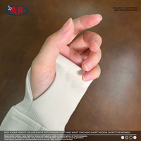 Chaqueta de mujer de punto de doble cara súper suave de 290GSM con cuello medio alto, cremallera completa, mangas con dedos extendidos y cintura recortada ajustada