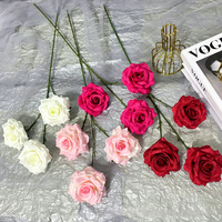 Bouquet de roses artificielles en soie faites à la main, à longue tige, fleurs artificielles réalistes pour mariage, décoration de la maison, banquet, fiançailles
