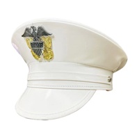 Chapeaux de capitaine en similicuir blanc en gros, chapeaux de costume d'amiral avec aigle pour adultes
