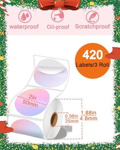 Round Self-Adhesive Labels 1.96 Inch Paper Digital Printed Durable Gift Craft Labels 420 per <b>Roll</b> - Product Image 5
