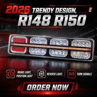Nouveau modèle tendance 2026 : Ensemble de feux arrière LED 8 pouces multifonction (frein, marche arrière, clignotant) R148 R150 pour remorques, fourgons et camions