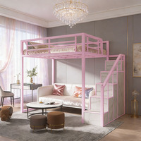 Lit mezzanine moderne en métal, gain de place, multifonctionnel, avec espace inférieur, en acier tubulaire robuste de 1,2 mm, pour adultes, usage agricole et hôtelier