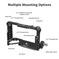 Kit complet en alliage d'aluminium Poyinco pour appareil photo A7C II/A7CR avec poignée supérieure, poignée latérale et plaque QR pour Arca-