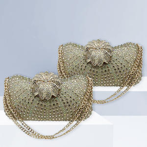 Borse da donna eleganti con perline in rilievo con strass in <span class=keywords><strong>argento</strong></span> fantasia da sera - Product Image 1