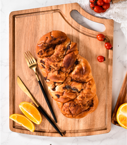 Planche à découper en bois d'acacia, planche à découper en bois pour la cuisine, plateau de service pour pizza, plateau à sushi avec rainure pour les jus, poignée pour la cuisine - Product Image 3