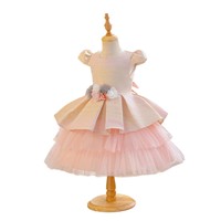 Vestido de tutú para niñas, con degradado de color, decoración floral en la cintura, falda de tul multicapa, atuendo formal para cumpleaños, niña de las flores, escenario o evento.