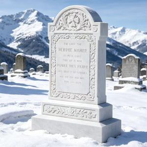 Lápida Conmemorativa <span class=keywords><strong>de</strong></span> Mármol Tallada con Flores Ornamentales Europeas Personalizadas con Base para Cementerio - Product Image 5
