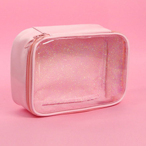 Pochette cosmétique en PVC laser, organiseur de voyage Macaron, organiseur cosmétique coloré style Hyuna - Product Image 1