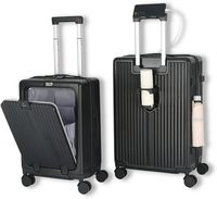 Valise à ouverture frontale en polycarbonate, ensemble de bagages de voyage, coque rigide, grande capacité, avec port USB et porte-gobelet