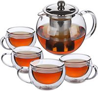 Théière en verre borosilicate transparent de 22 OZ (650 ml, 800 ml) pour thé en vrac, compatible cuisinière et micro-ondes, avec infuseur amovible