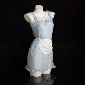 Robe de demoiselle d'honneur Lemon Story en mousseline de soie bleue, coupe trapèze, col rond, respirante, ensemble pour jeu de rôle - Product Image 1