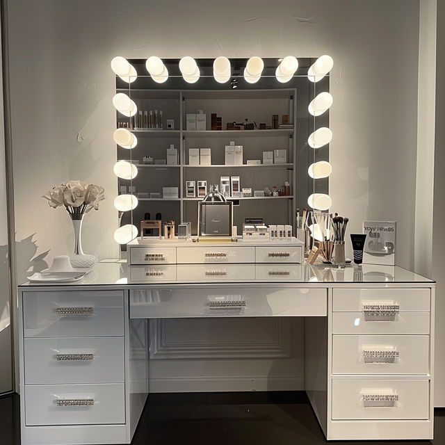 Best-Selling Modern Dressing Table Stool Mirrored Make-Up Vanity Wood Dresser Bedroom Hotel