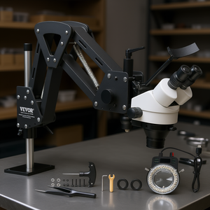 Microscopio estéreo Vevor 7X-45X con soporte de resorte y luz anular para reparación e inspección de joyería - Product Image 2