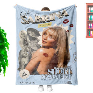 Bon prix impression personnalisée de haute qualité Sabrina charpentier Merch flanelle polaire tissé jeter couverture personnalisé Fans cadeaux - Product Image 1