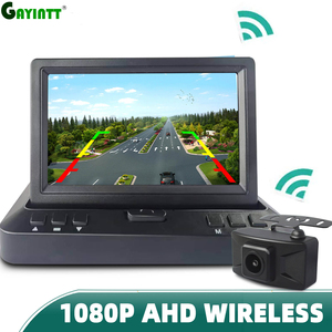 Monitor de Coche Plegable con Pantalla Digital IPS de 4.3'' AHD Inalámbrico, Lente Ojo de Pez Dorada, Cámara de Visión Trasera Wifi 1080P - Product Image 1