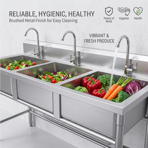 Fregadero Industrial de Acero Inoxidable de 1500 mm con Tres Compartimentos para Cocina Comercial, Restaurante, Cantina, Hospital, Escuela y Servicios de <span class=keywords><strong>Catering</strong></span> - Product Image 5