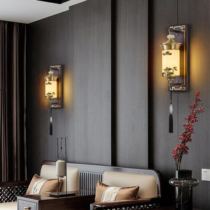 Lámpara de pared de estilo chino, control de interruptor Led E27 para dormitorio, sala de estar, entrada, iluminación decorativa Retro - Product Image 1