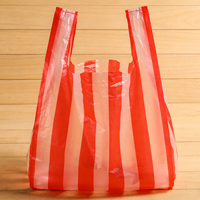 Rot-Weiß Gestreifte PE-Weste Plastiktüte, Einweg-Supermarkt-Einkaufstasche im T-Shirt-Stil