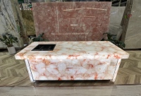Superbe table en onyx rose, table basse, table à manger en dalle de pierre naturelle, meuble-lavabo de salle de bain