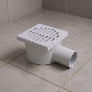 Low Profile Adjustable Siphon Drain 10x10cm Grey <b>PP</b> With 50mm Side Outlet - Product Image 3