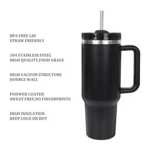 Gobelet isotherme classique en acier inoxydable 304 de 40 oz avec poignée et paille, logo personnalisé, H2.0, isolation thermique de 6 à 12 heures, résistant à l'eau bouillante, idéal pour les voyages - Product Image 5