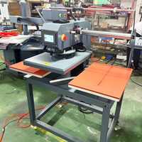Presse à chaud pneumatique 16x24 à double station avec positionnement laser infrarouge pour impression par sublimation multicolore sur T-shirts