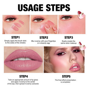 HANDAIYAN 2 en 1, Rubor Líquido y <span class=keywords><strong>Tinte</strong></span> Labial de Doble Punta, 6 Colores, a Base de Agua, Larga Duración, Set de Maquillaje para Mejillas y Labios, Maquillaje Natural Diario - Product Image 5