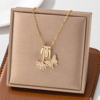 Collier en cuivre Jeutelis DIY avec breloques en zircon pour femme, personnalisable avec pendentifs émail-cœur de cheval et croix florale, cadeau pour elle