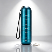 Organisateur de pilules de voyage en aluminium, étanche, boîte à pilules hebdomadaire en métal, étui portable pour pilules de vitamines et compléments alimentaires