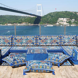 Ensemble Canapé Modulable en Tissu Bleu Majlis Arabe en U, Style <span class=keywords><strong>Marocain</strong></span>, <span class=keywords><strong>pour</strong></span> <span class=keywords><strong>Salon</strong></span>, Hôtels et Centres Commerciaux - Product Image 4