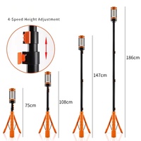 Lámpara LED Recargable Tipo C para Camping con Trípode, Altura Máxima de 7 pies, Portátil, Inalámbrica, para Exteriores, Senderismo, IP65, Regulable, 2 Años de Garantía
