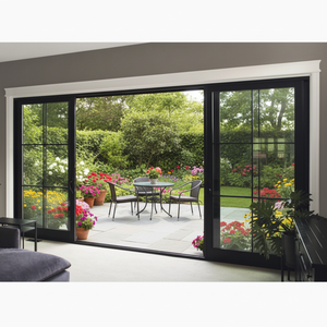 Portes coulissantes 3 panneaux en aluminium <span class=keywords><strong>avec</strong></span> ouverture infrarouge, verre noir, fabrication <span class=keywords><strong>sur</strong></span> <span class=keywords><strong>mesure</strong></span>, norme européenne, 1 ensemble - Product Image 6