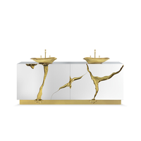 Salle de bain moderne de luxe - Argent avec cadre en acier inoxydable doré, nouveau design portugais, double vasque Bocadolobo Lapiaz