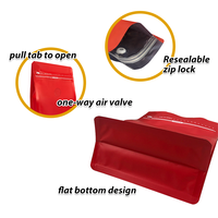 Pochette à café réutilisable Lebei, type stand, fond plat en plastique pour l'emballage de grains et de poudre de café avec valve à fermeture éclair