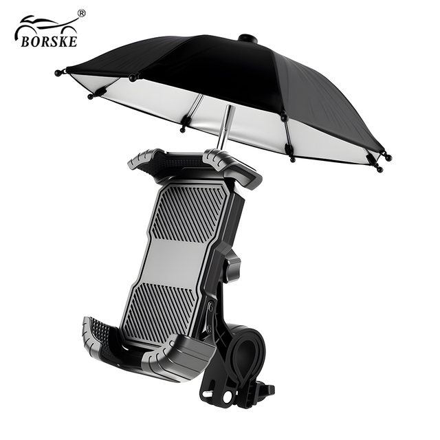 Outdoor Rainproof Sunshade 360 Rotation Electric Bicycle Motorcycle Scooter Phone Clip Phone Holder Stand with Umbrella