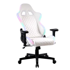 ไฟ LED E-Sport เก้าอี้สำนักงานสำหรับเล่นเกม,เก้าอี้สำนักงานแข่งเฟอร์นิเจอร์ RGB 180องศาสีขาวเก้าอี้เล่นเกมสำหรับ Cadeira Gamer
